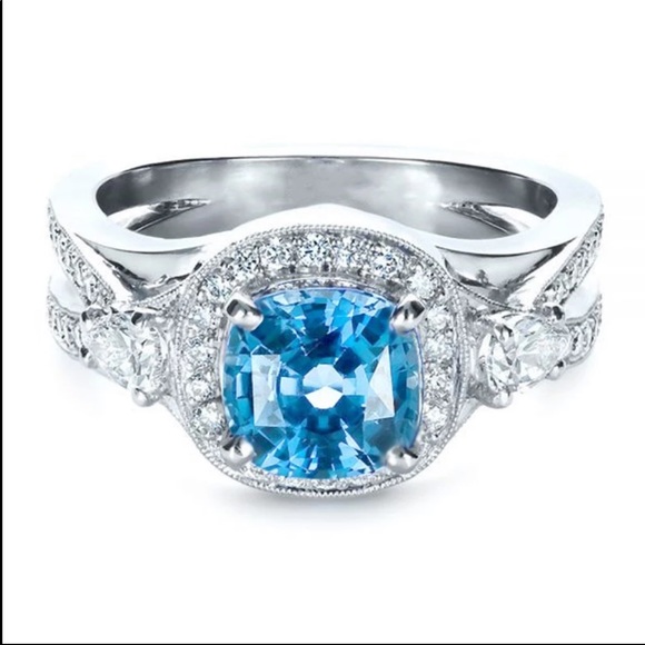 Jewelry - New Women’s 925 Silver Noble Cross Sapphire Ring